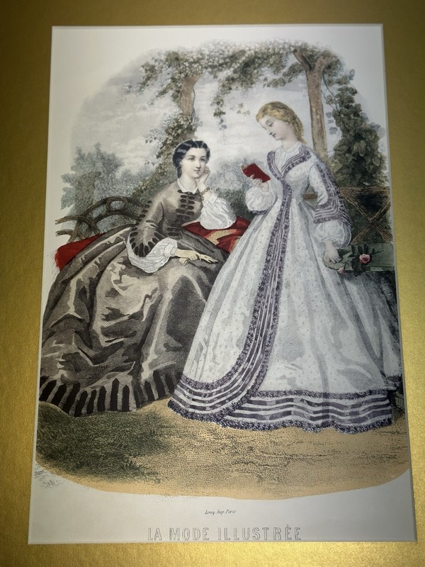 Antique Ladies Women Fashion 1862 La Mode Illustree No. 223 Paris Matte No Frame gallery