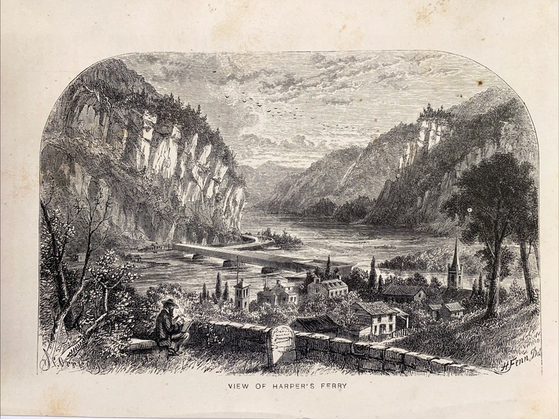 Antique Engraving “View Of Harper’s Ferry” Harry Fenn 9 3/8” X 6”
