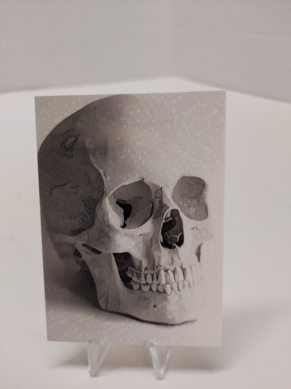 ACEO ATC Sketch Card – SKULLS SKELETON GOTH 1/1 One of a kind V6