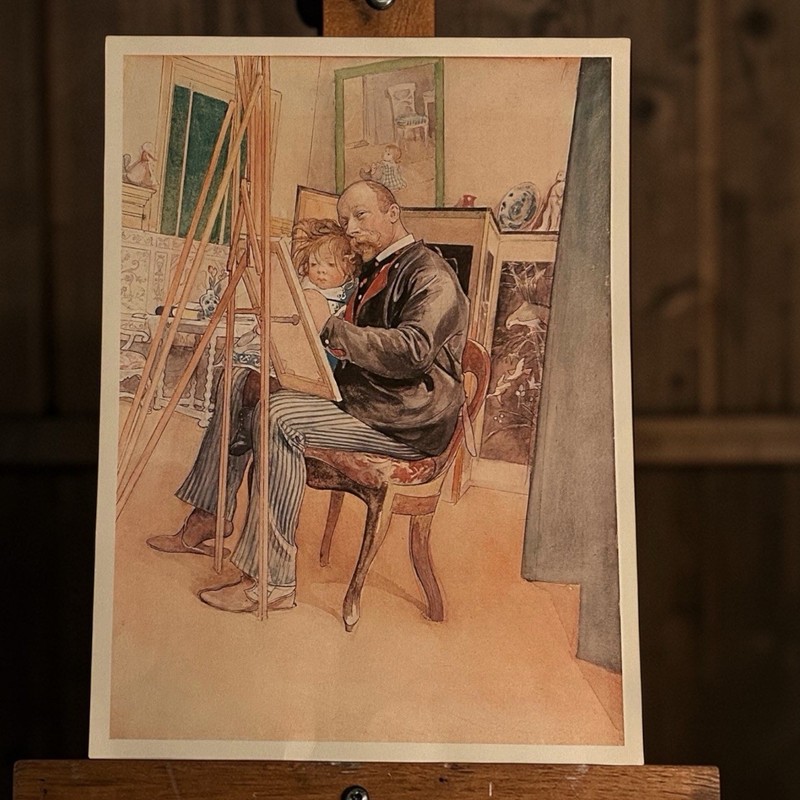 Carl Larsson Seen In The Mirror 1991 Print 10×14 Swedish Watercolor Langewiesche