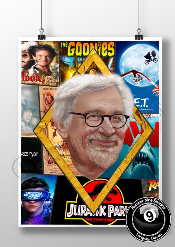 Steven Spielberg Film Portrait Art Illustration Print, signed by artist.Limited