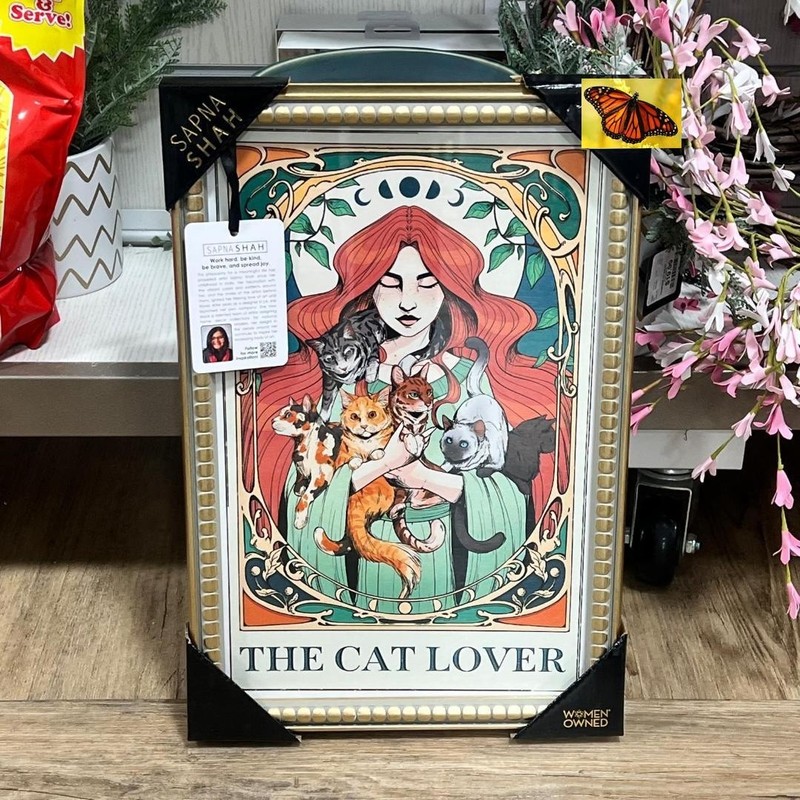 Sapna Shah The Cat Lover Framed Print Wall Art 12″x18″ NWT HTF