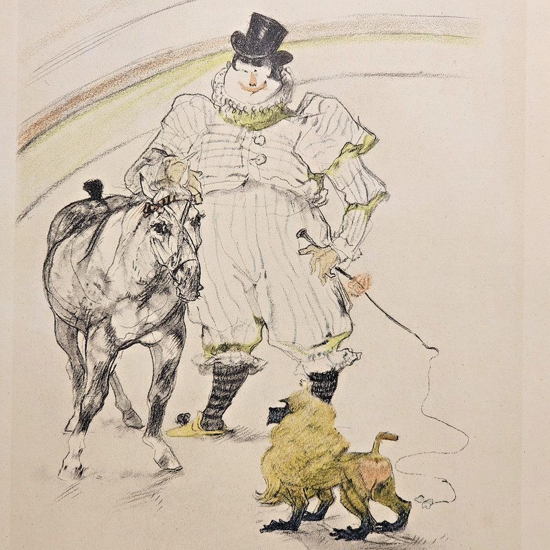 Henri de Toulouse-Lautrec Litho "Clown in Top Hat" TL Monogram Circus Baboon