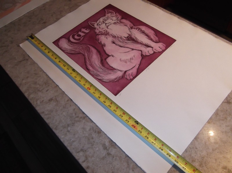 Vintage Cat Intaglio Etching Artist Proof Laramie Wyoming Artist E. Kidder gallery