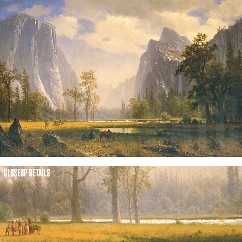 36W»x24H» LOOKING UP YOSEMITE VALLEY by ALBERT BIERSTADT – CHOICES of CANVAS