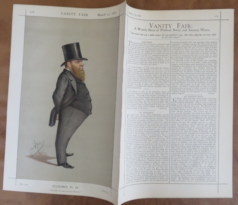 Antique Vanity Fair Color Lithograph Men of the Day Richard Dowse 1871