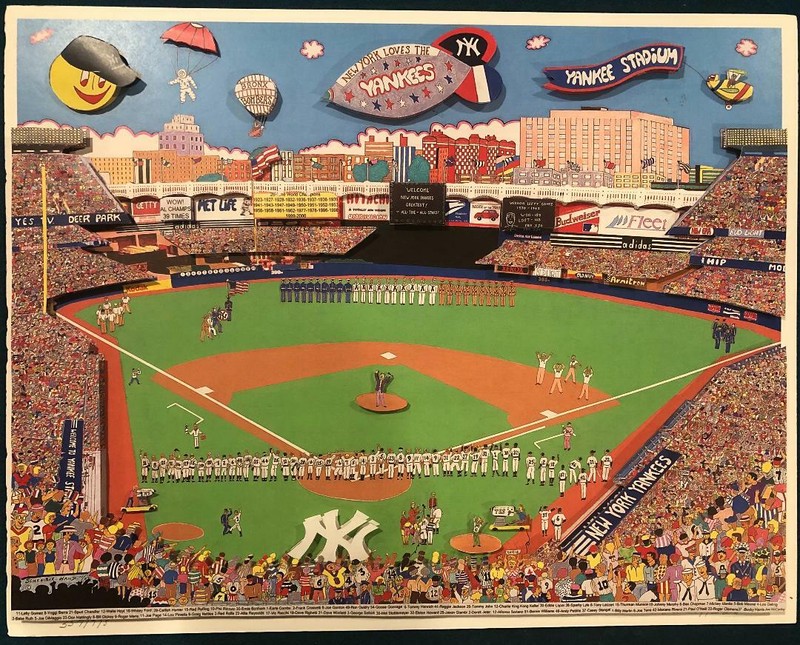 AL SCHREIBER & JILL HAND 3-D Pop Art Signed YANKEE STADIUM CHARLES FAZZINO STYLE