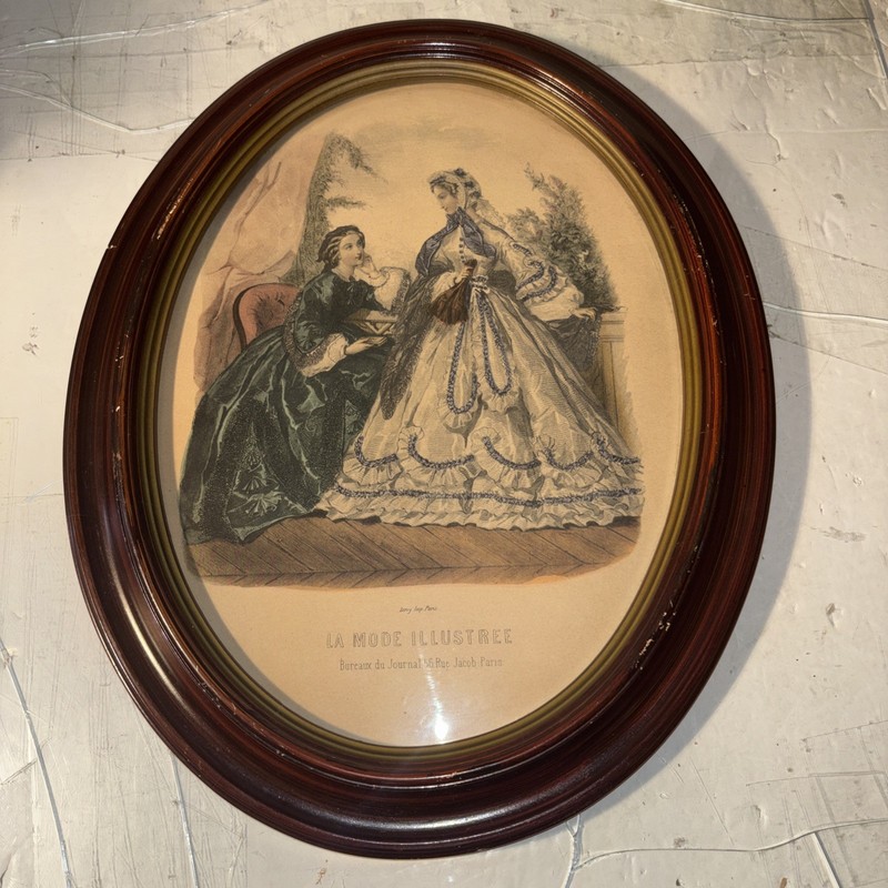 Antique Victorian Oval French Fashion LA Illustree Leroy Imp Paris