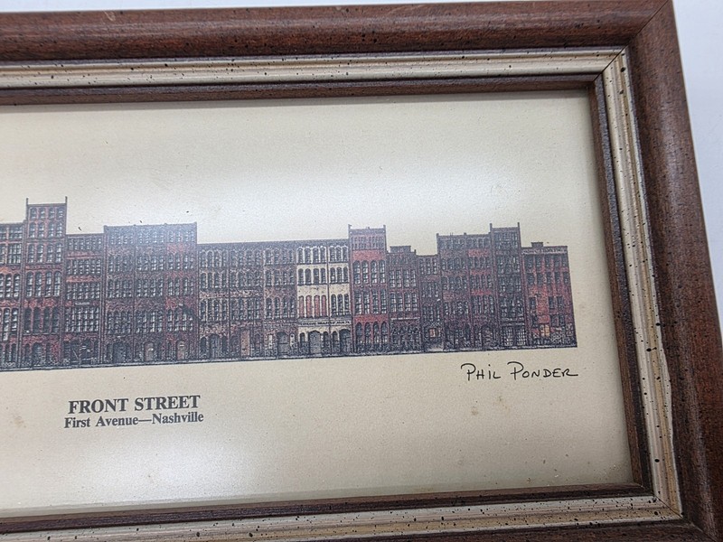 PHIL PONDER Framed PRINT Front Street NASHVILLE TENNESSEE 9.25" X 4.5" Wall Art gallery