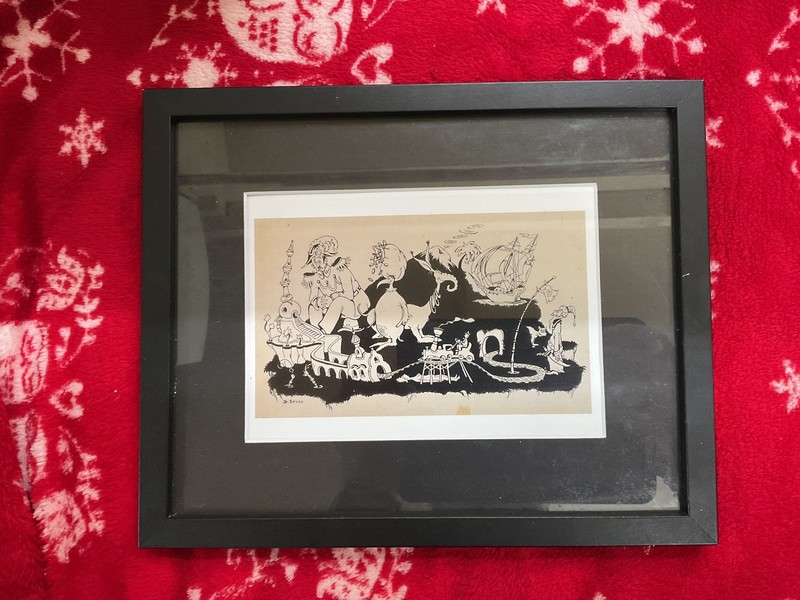 Art Print , Dr SEUSS Artist Behind THE CAT IN THE HAT , Rarely Seen FRAMED