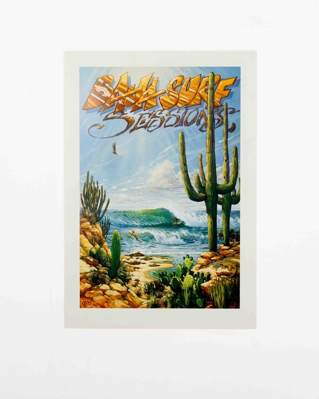 Original Baja Surf Sessions Poster – Bill Ogden First Print – Vintage Surf Art