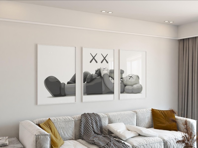 Set of 3 Family Relax Kaws Art pieces canvas wall home decor Portrait Gallery gallery
