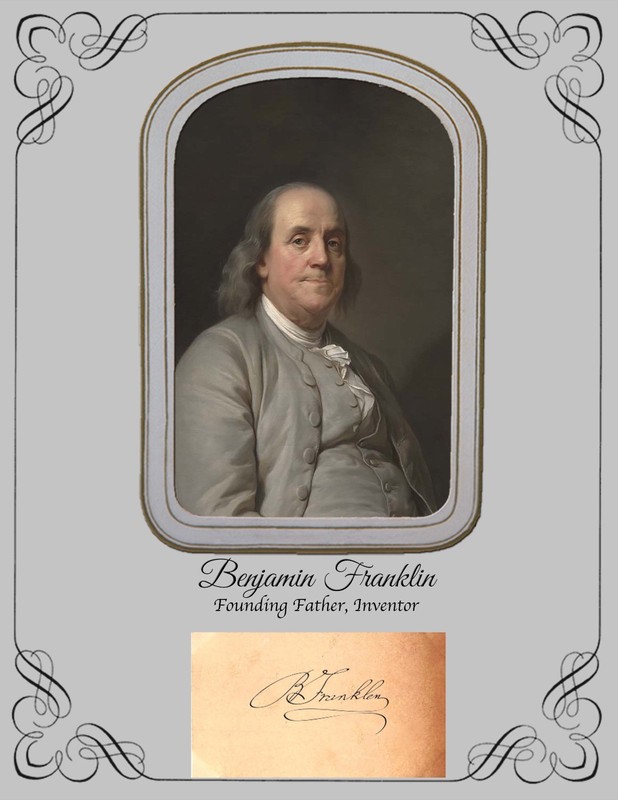 Benjamin Franklin Founding Father, Inventor CopyPainting and Copy Autograph Card