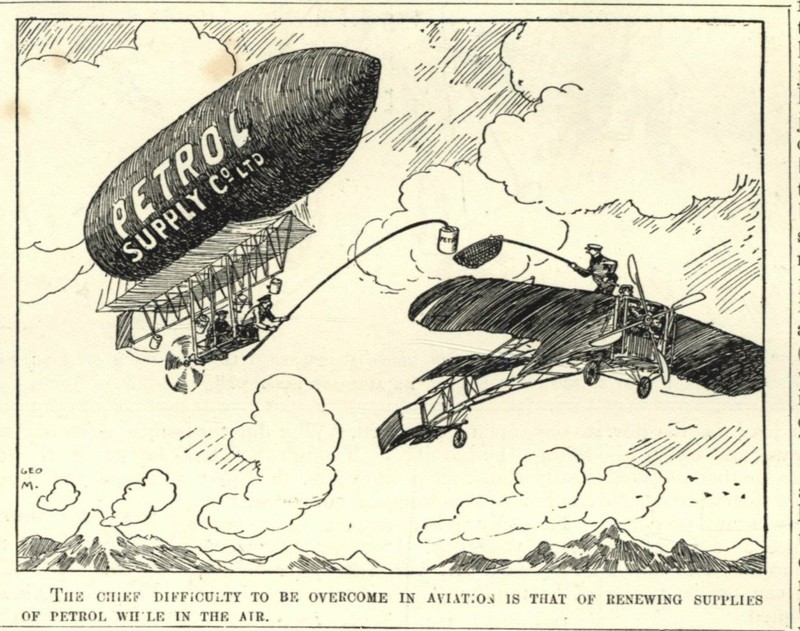 VINTAGE 1909 AVIATION CARTOON - British Satire - AIRPLANES Humor TRANSPORTATION