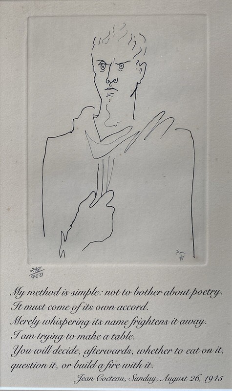 Jean Cocteau (1889-1963) L’Enfant terrible, Etching Signed Numbered 1945
