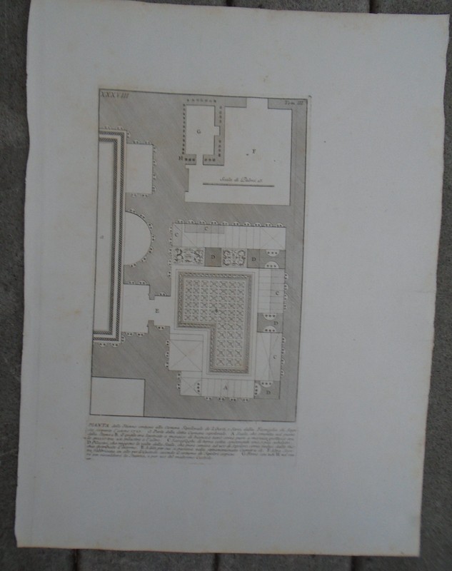Engraving G B Piranesi Pianta Della Stanze Plan of Rooms 21″ x 15 3/4″