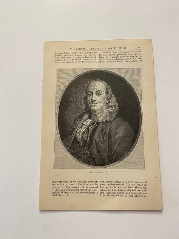 Benjamin Franklin American Ambassador and President John Adams c. 1883 Print