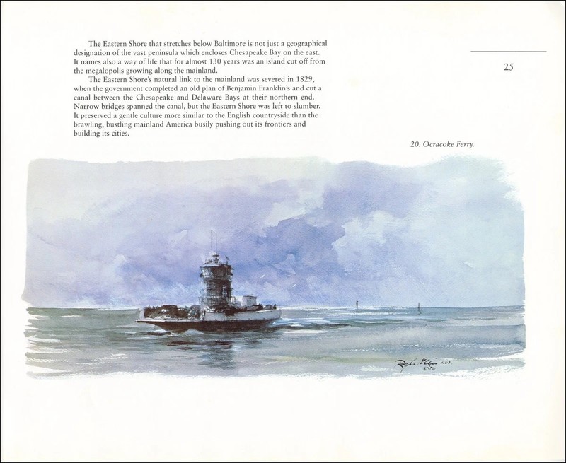 1983 Vintage Print Ferry Ocracoke Island North Carolina Coast Watercolor Image