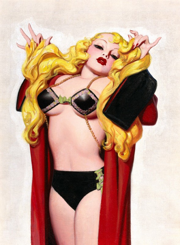 framed canvas art print giclée or poster Deco blond pulp cover 1930 pin-up
