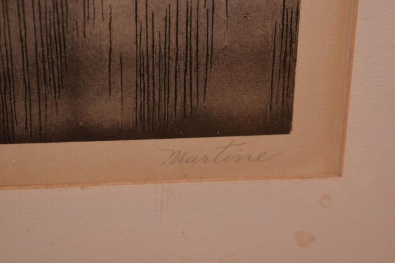 "Love Letters" Etching Print by Martine. 19 3/4" x 16" Image Mat& Framed gallery