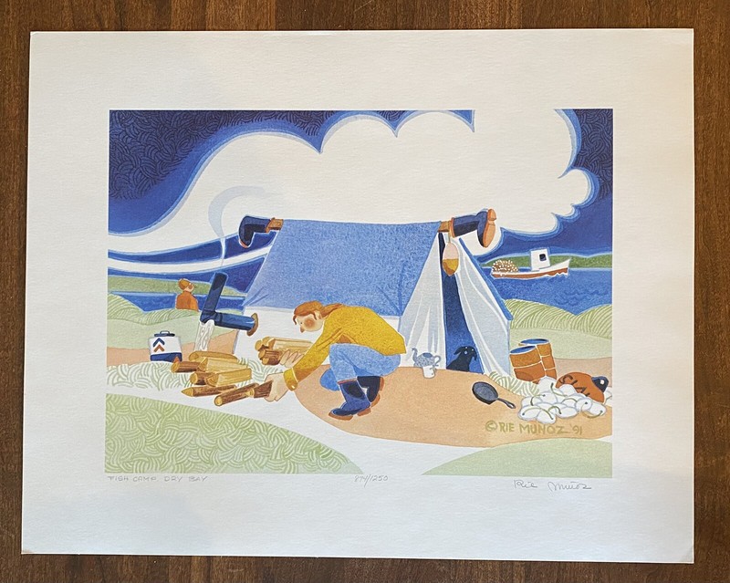 SALE! RIE MUNOZ signed dated «FISH CAMP, DRY BAY» 874/1250 (c) 1991 * VERY GOOD