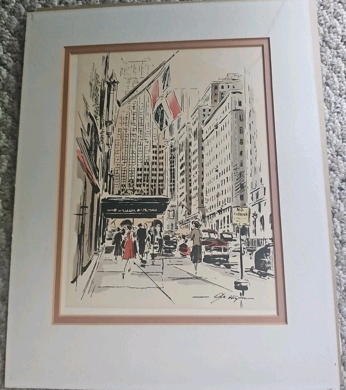 John Haymson Cityscape Print – Park Avenue Vtg 60’s