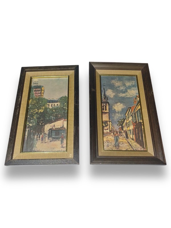 Vintage Maurice Utrillo Framed Prints Set of 2-Parisian Street Scenes Wall Decor