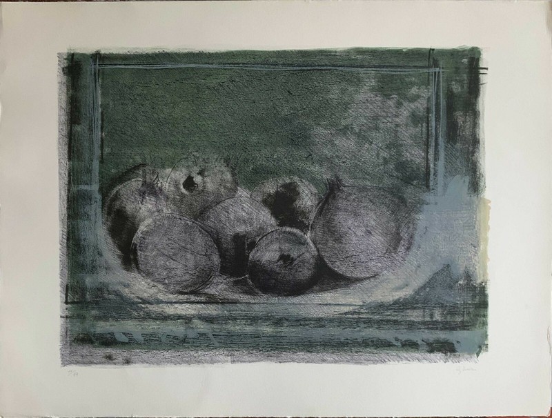 Giuseppe Ajmone lithograph Pomegranates 1976 50×70 signed numbered published