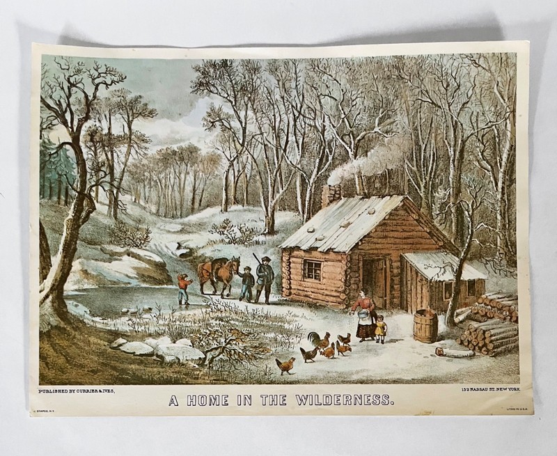 Set of 5 Vintage c1970s 12" x 9" Paper Reprints of c1860s Currier & Ives Prints gallery
