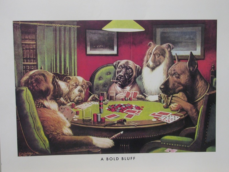 Best Buds: Dogs Playing Poker «A Bold Bluff» 16×20 Poster