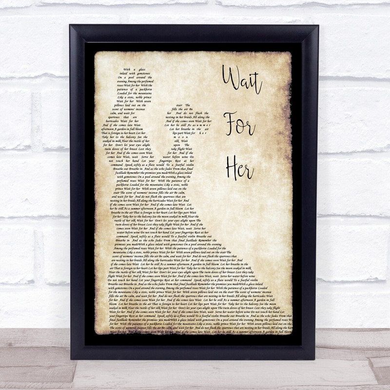 Wait For Her Song Lyric Man Lady Dancing Quote Print