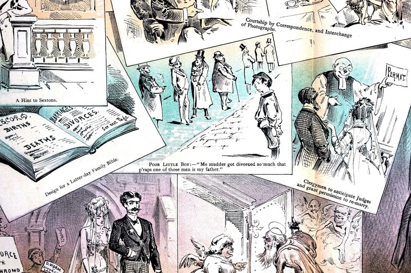 Marriage A La Mode 1879 LOVE ROMANCE MARRIAGE MULTIPLE DIVORCES BRIDE GROOM Puck gallery