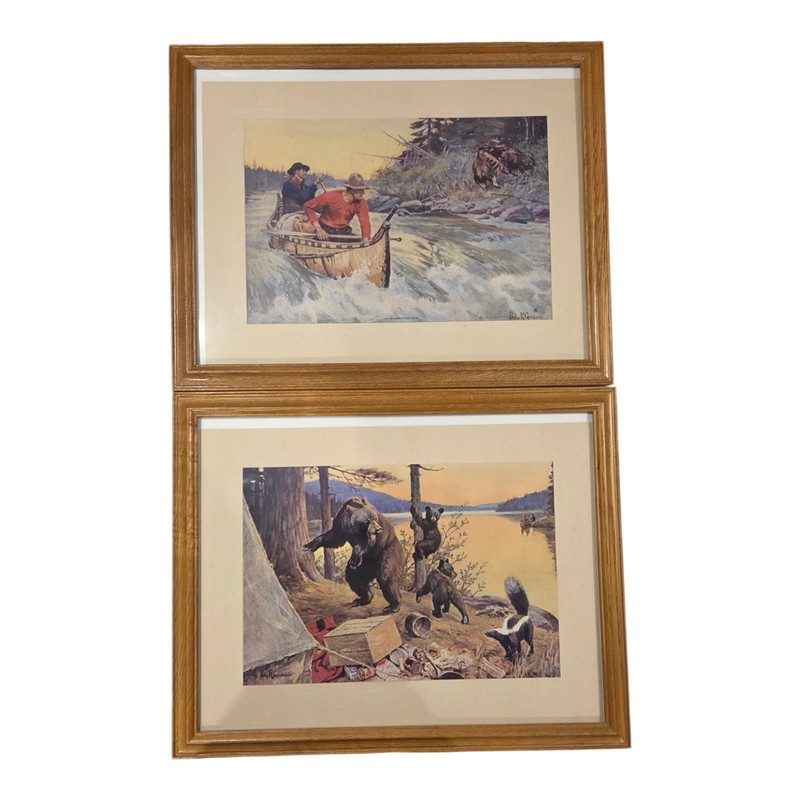 2 Vintage Philip R Goodwin Framed Prints Pics, Uninvited Guest, Interrupted Duel