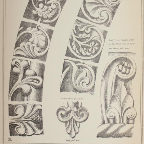 1903 ARCHITECTURE PRINT Gothic Medieval CHURCH ARCH FOLIAGE ORNAMENT DETAILS ART