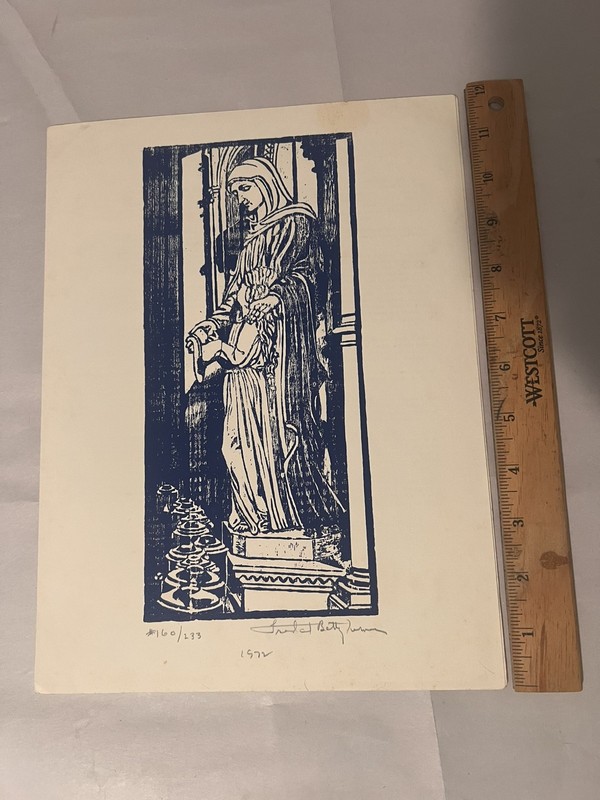 Fred Betty Turner St. Anne Church Illinois 1972 Woodblock Christmas Signed LE