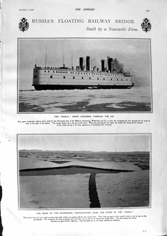 Original Old Antique Print 1900 Count Waldersee Russian Army Baikal Ferry Ship gallery