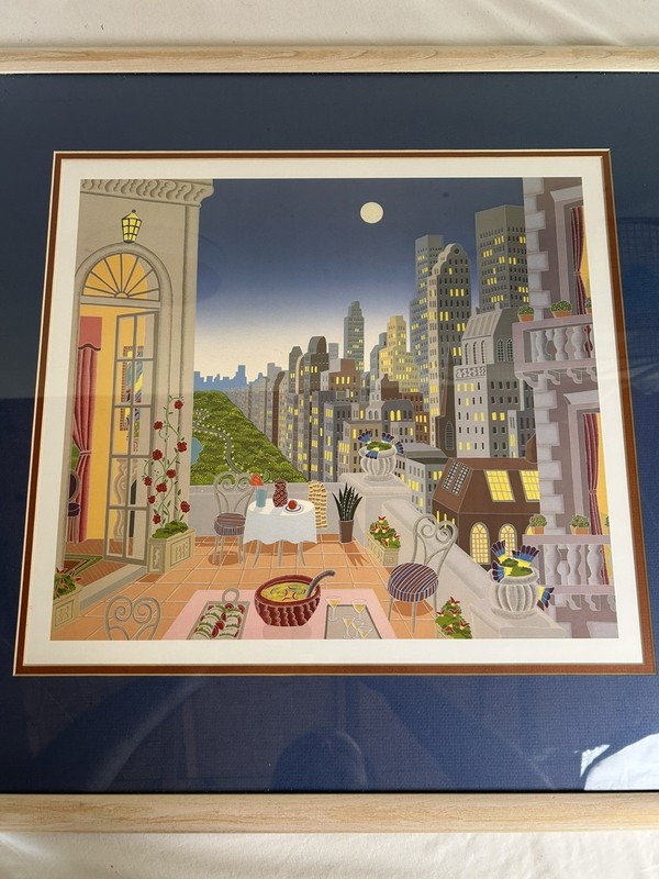 Thomas McKnight Midtown from The Manhattan Print Framed And Matted. No Glass