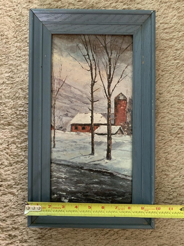 Vintage Snowy Red Barn Framed Prints gallery