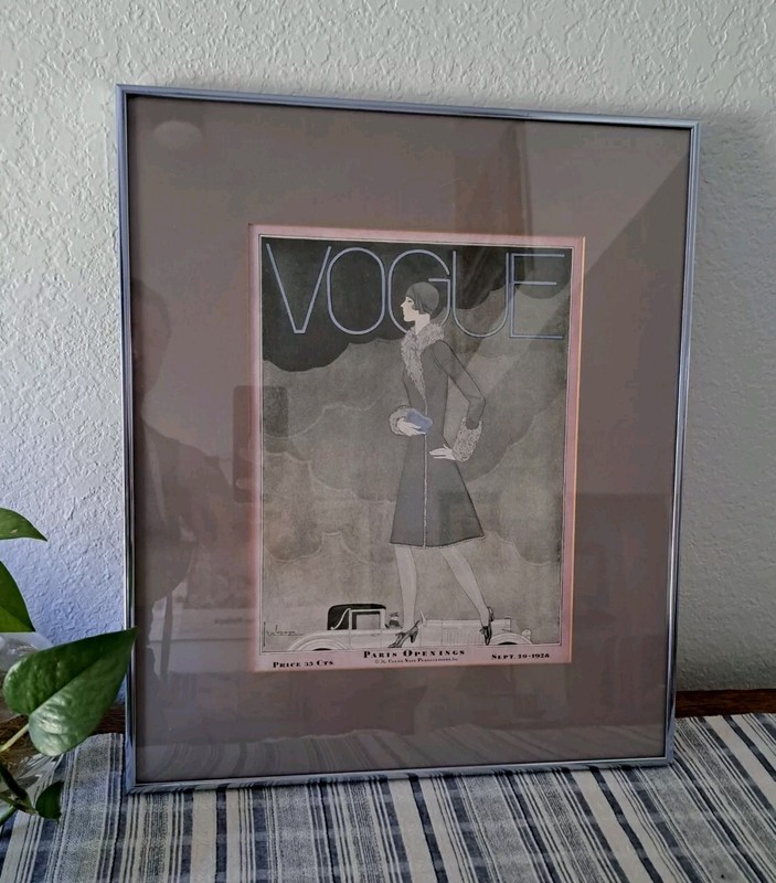 VOGUE Framed Art Print Georges Lepape 1920s Paris Fashion Art Deco 16.5" X 19.5"