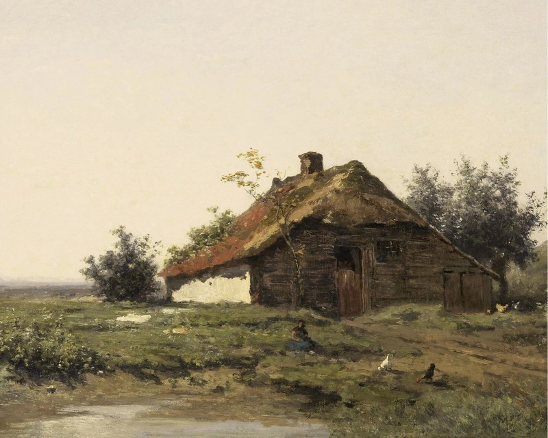 Vintage Country Cottage Landscape poster print Home Decor