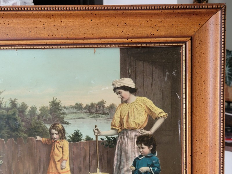 Antique 1880's MORNING CARES of LITTLE COUNTRY FOLK Victorian Chromolithograph gallery