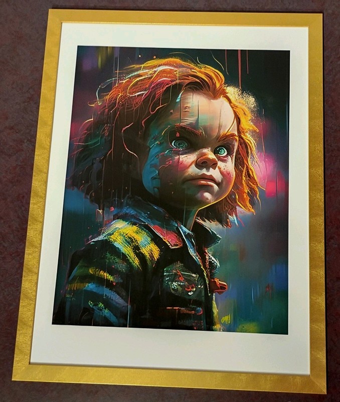 Chris Boyle ltd ed signed framed art print #20/50 Chucky child terrorizing doll