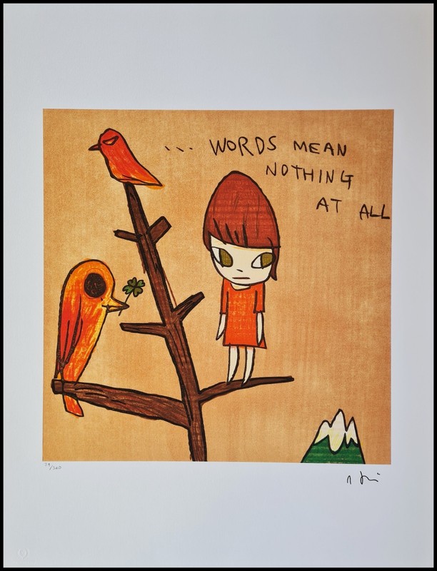 Yoshitomo Nara Words Mean 25 5/8×19 11/16in Lithography Print Limited 29/300