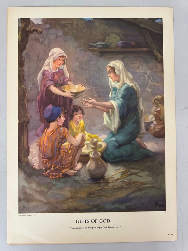 Gifts Of God Religious Print 1 Timothy 6:17 Providence Lithograph 12×17 Art
