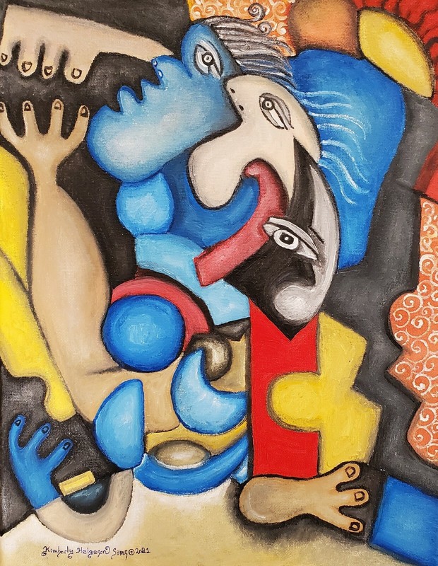 ACEO Cubist Pop Art Mini Print 2.5 x 3.5 Trading Card by Artist KSams Cubism