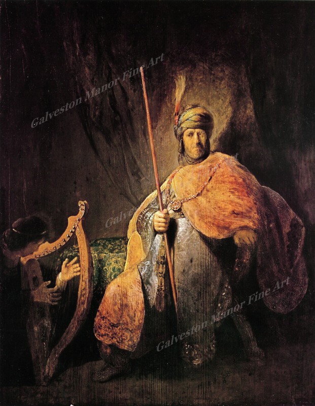 David Playing the Harp-Rembrandt Giclee Art Print Paper or Canvas + Ships Free
