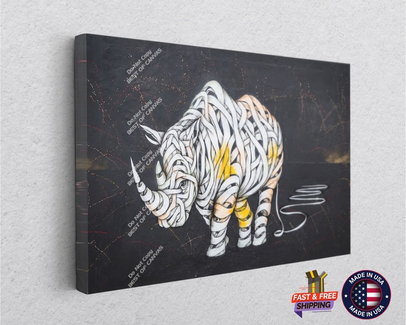 Rhino Graffiti Canvas Best Of Canvas Banksy Street Art Wall Decor Print