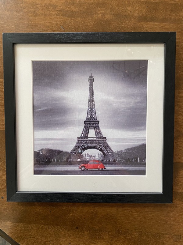 Paris Eiffel Tower Canvas Prints Black White Red Car 12” X 12”