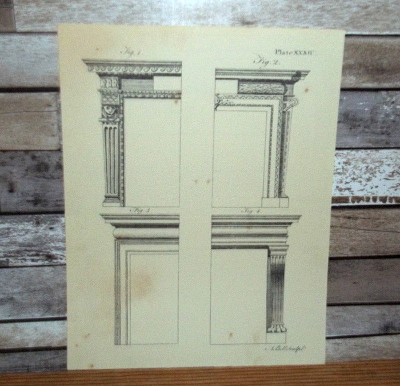 Antique Engraving Print Doorway Trim 18th-19th Century Andrew Bell Original