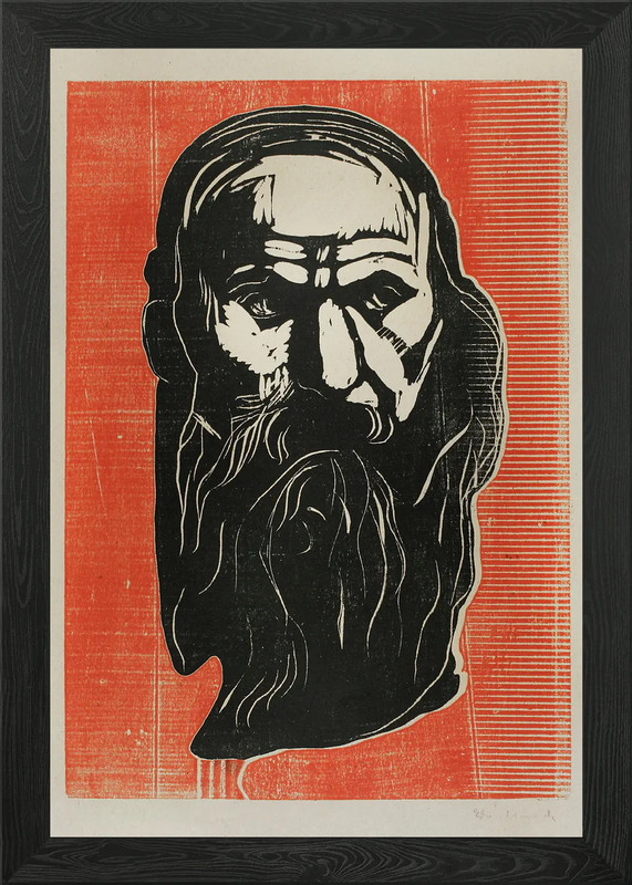 Head of Old Man with Beard Framed Wall Art Poster Canvas Print Picture